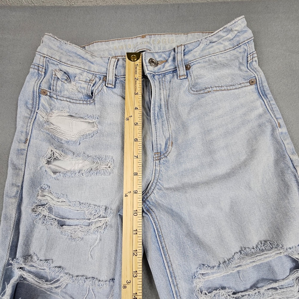 American Eagle Jeans Womens 6 Distressed Ripped High Rise Strigid Denim Pants‎ - Picture 3 of 11